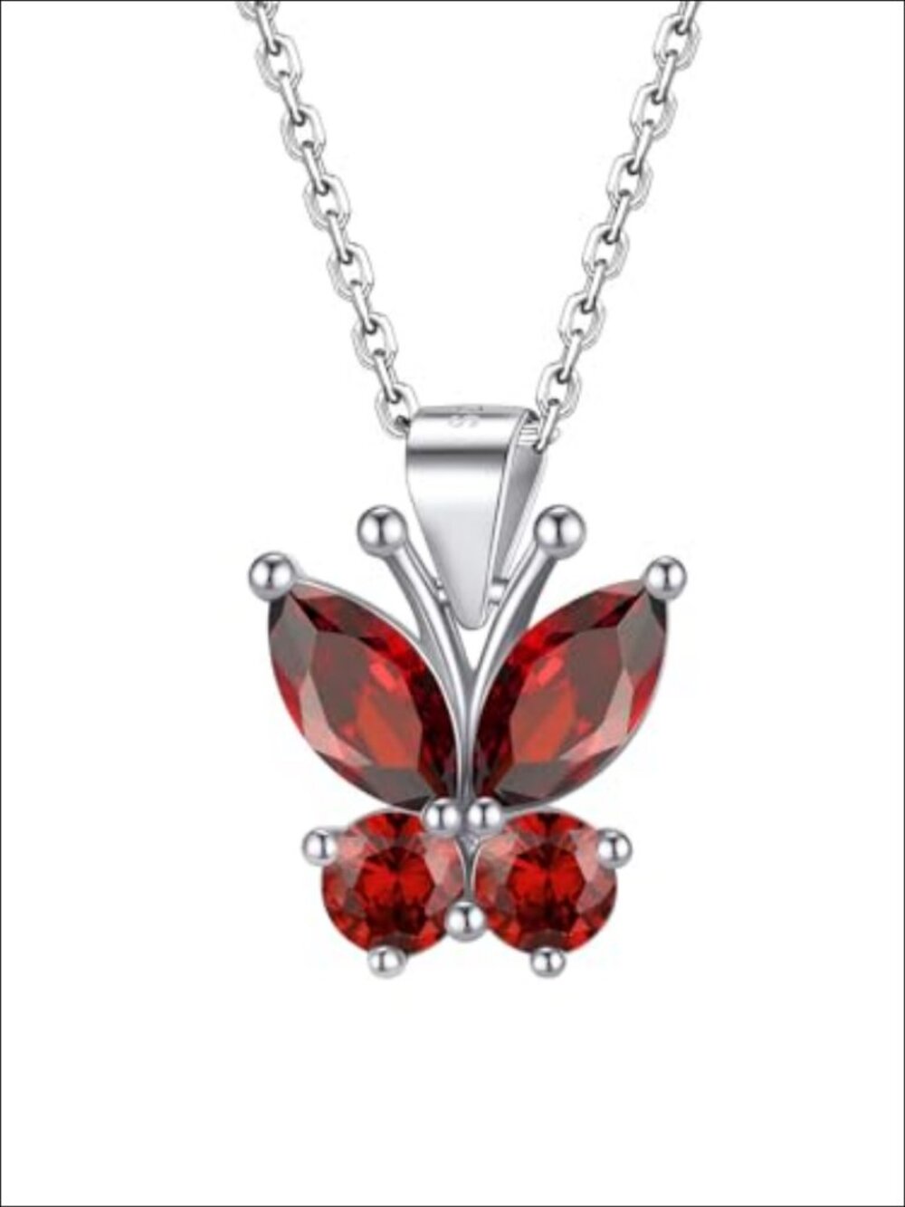 Butterfly Birthstone Necklace S925 Sterling Silver Crystal Pendant Choker